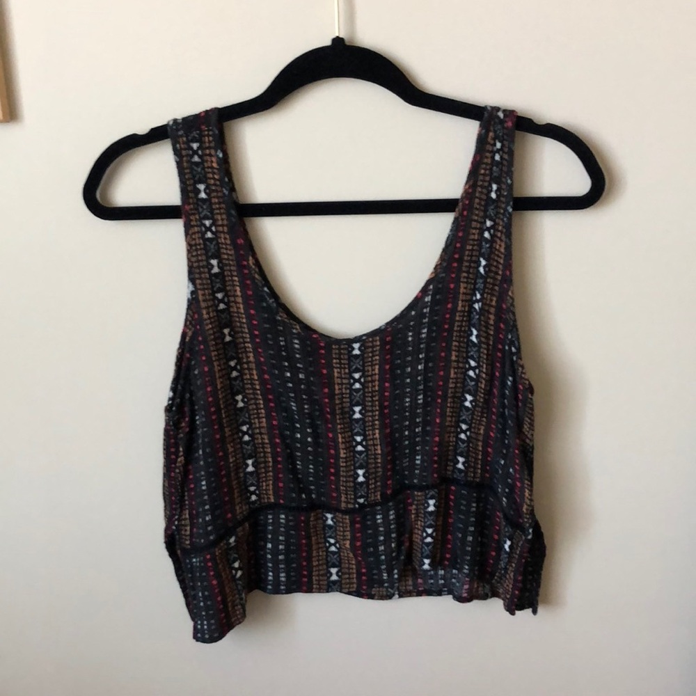 Cropped black-multi color tank